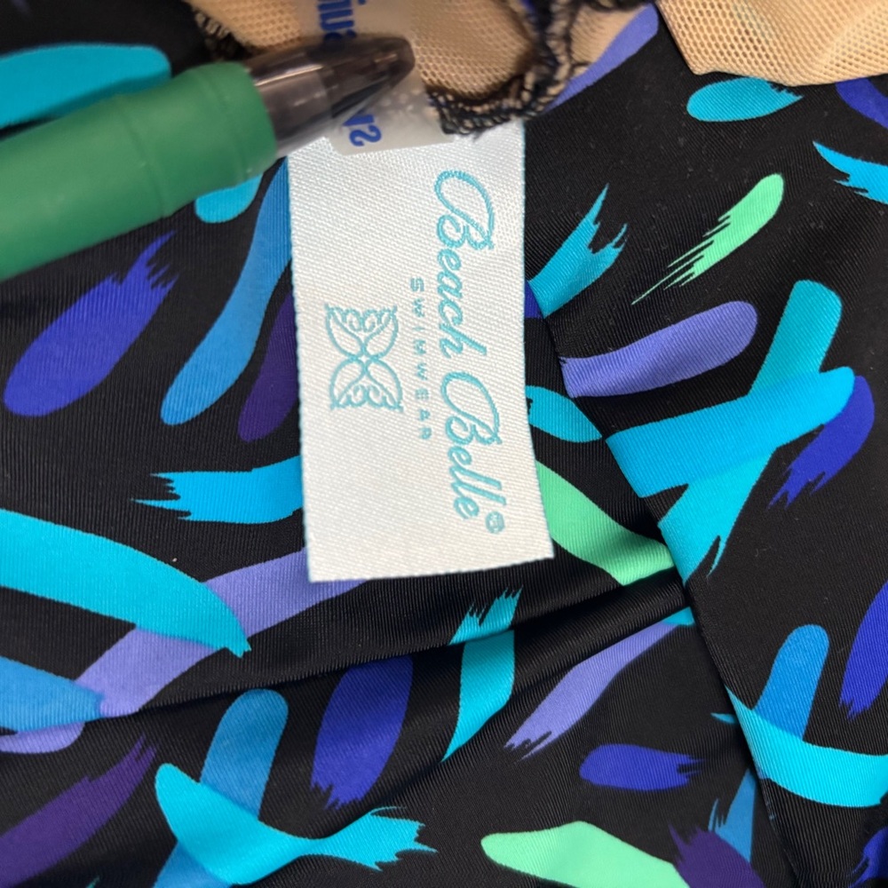 Beach Belle Swim Dress One Piece Plus Size 24 Black Multi - Picture 9 of 13